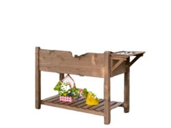 Macetero elevado, madera de abeto, 123 cm x 54 cm x 80 cm, 8 compartimentos, altura ergonómica de 50 cm, estante inferior de 92 cm x 45,5 cm.