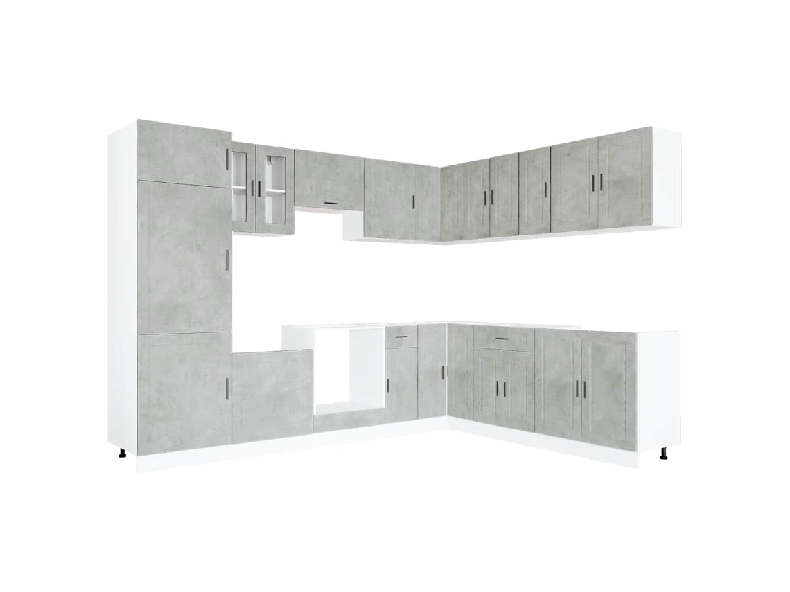 Conjunto de 14 armarios de cocina Porto en gris hormigón MAISON EXCLUSIVE (80x46x81,5 cm)