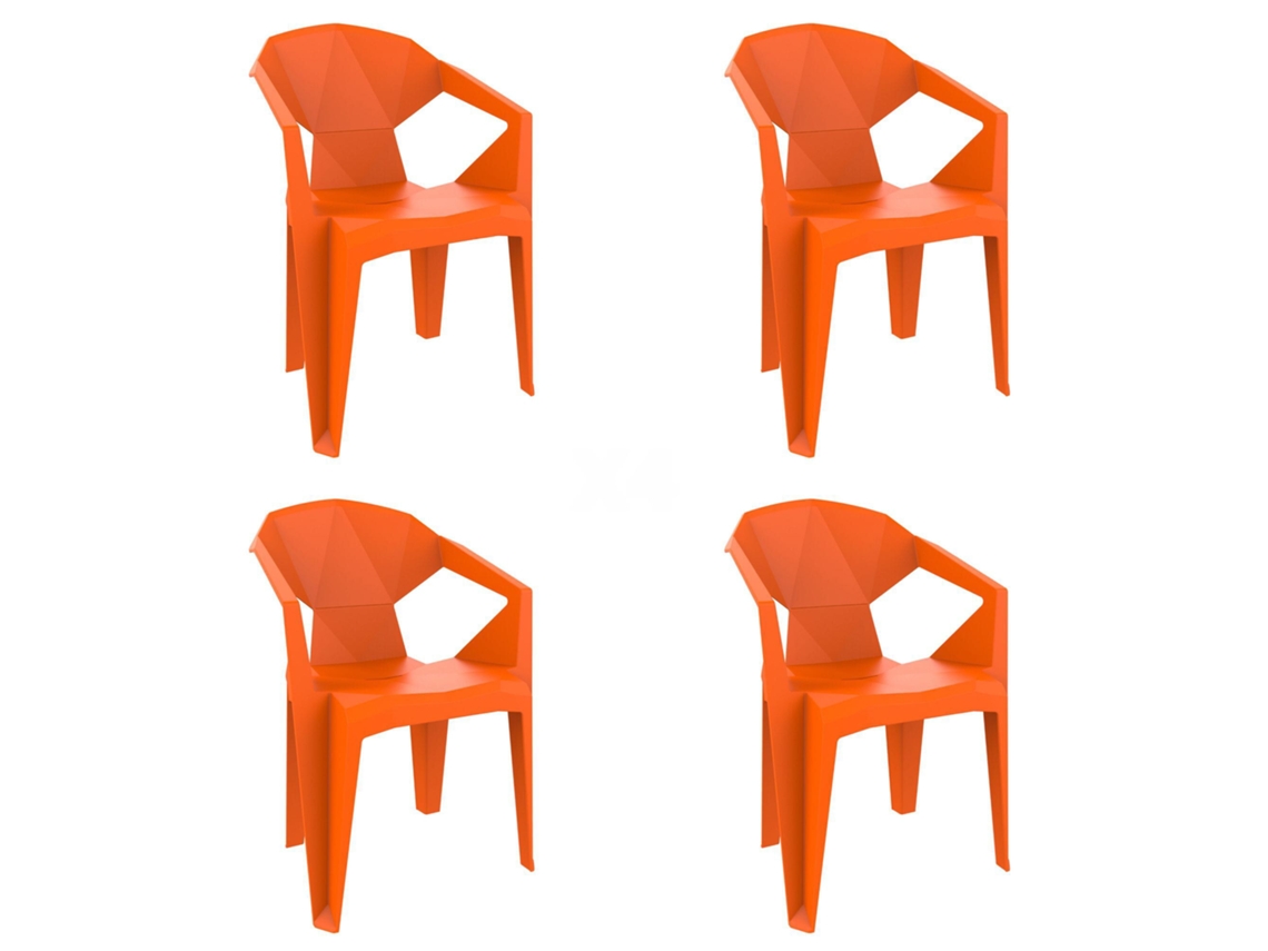 GARBAR DELTA Set 4 Silla Con Brazos Interior Exterior Naranja