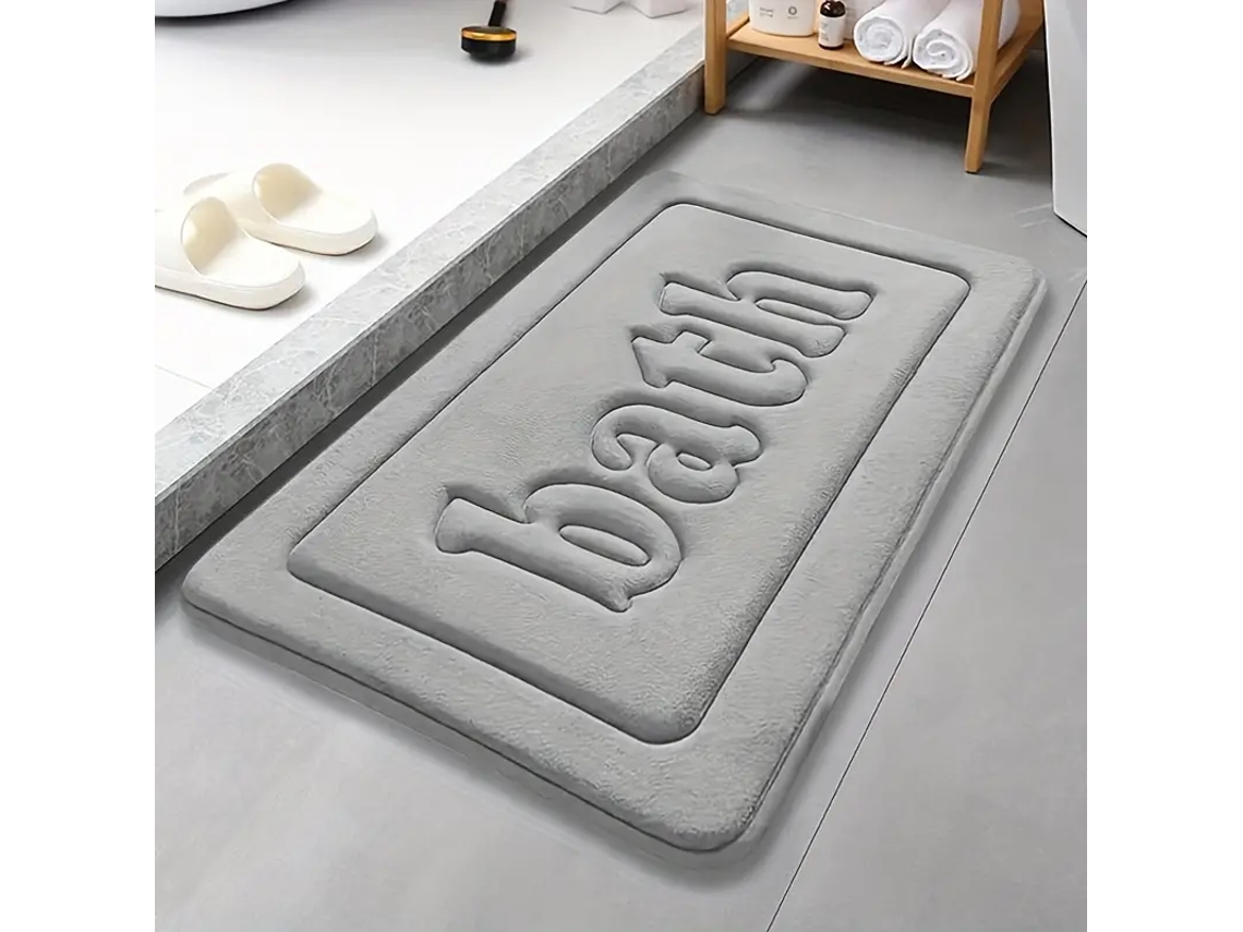 (gris) Alfombra De Baño De Franela Antideslizante Y Absorbente De 1,2 Cm, Felpudo Decorativo