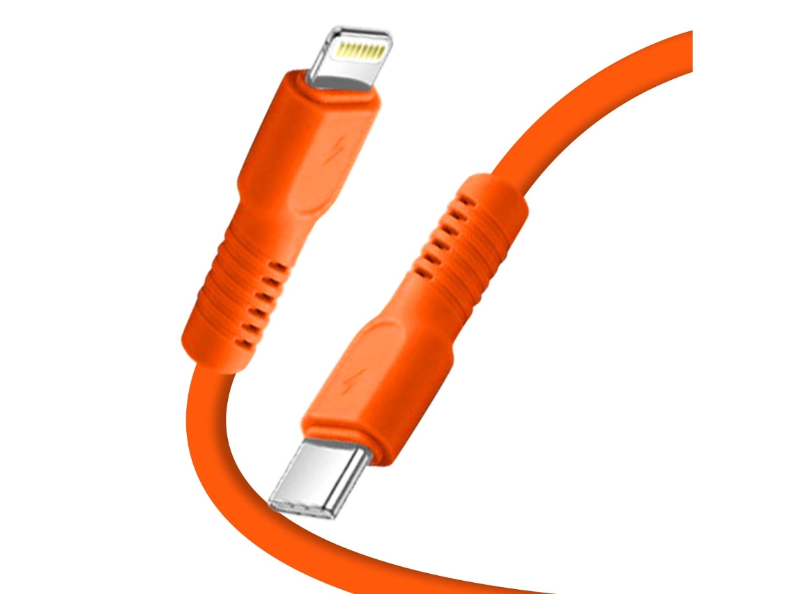 Cable de carga 2.4ae USB-C a Lightning Sync 27W 1.8m Naranja FOREVER