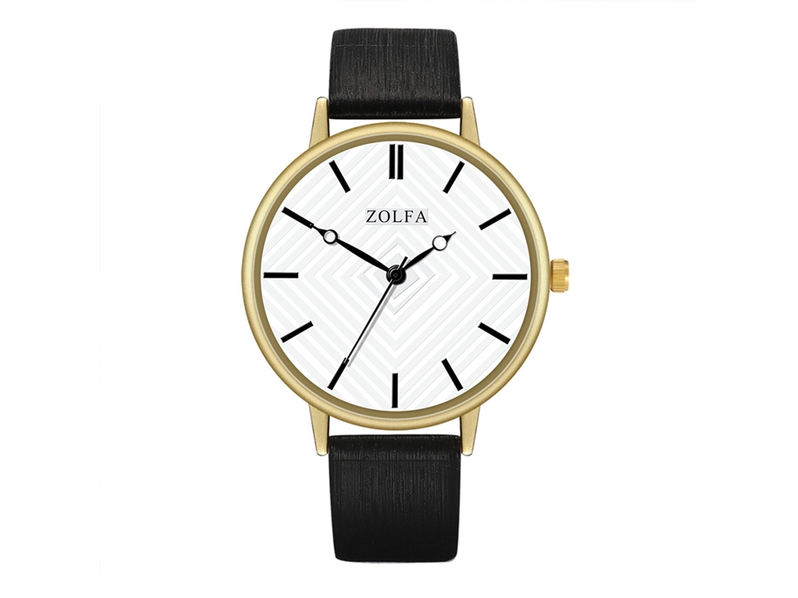 Reloj De Pulsera Unisex De Cuarzo Con Esfera Redonda Y Correa De Piel Sintética Negra.