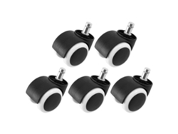 Ruedas para silla de oficina de 50 mm, juego de 5, color blanco y negro