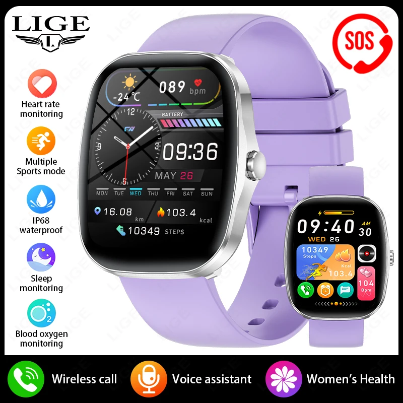 Reloj Inteligente (morado), Pantalla Táctil Hd De 1,53 Pulgadas, Para Deportes Y Fitness.