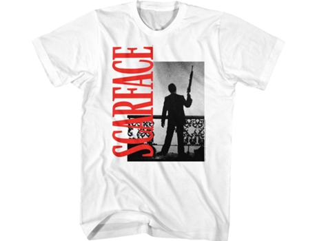 Camiseta Unisexo DEEPSTONE Tony Montana Silhouette Scarface Blanco (M)