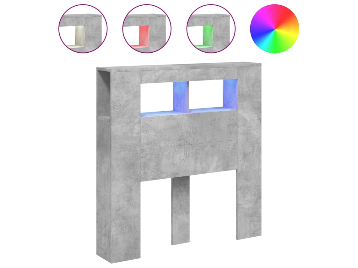 Cabecero con LEDs 100x18,5x103,5 cm Gris Cemento MAISON EXCLUSIVE