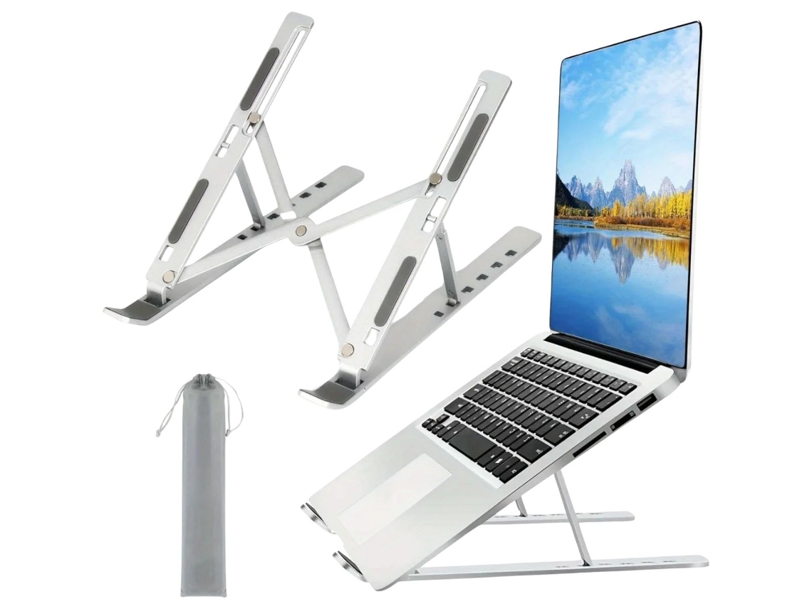 Soporte ajustable de aluminio para MacBook | Ergonómico | Base elevadora para portátil | Plateado