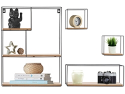 Juego De 4 Estantes De Pared Metálicos Estilo Industrial Loft 391883
