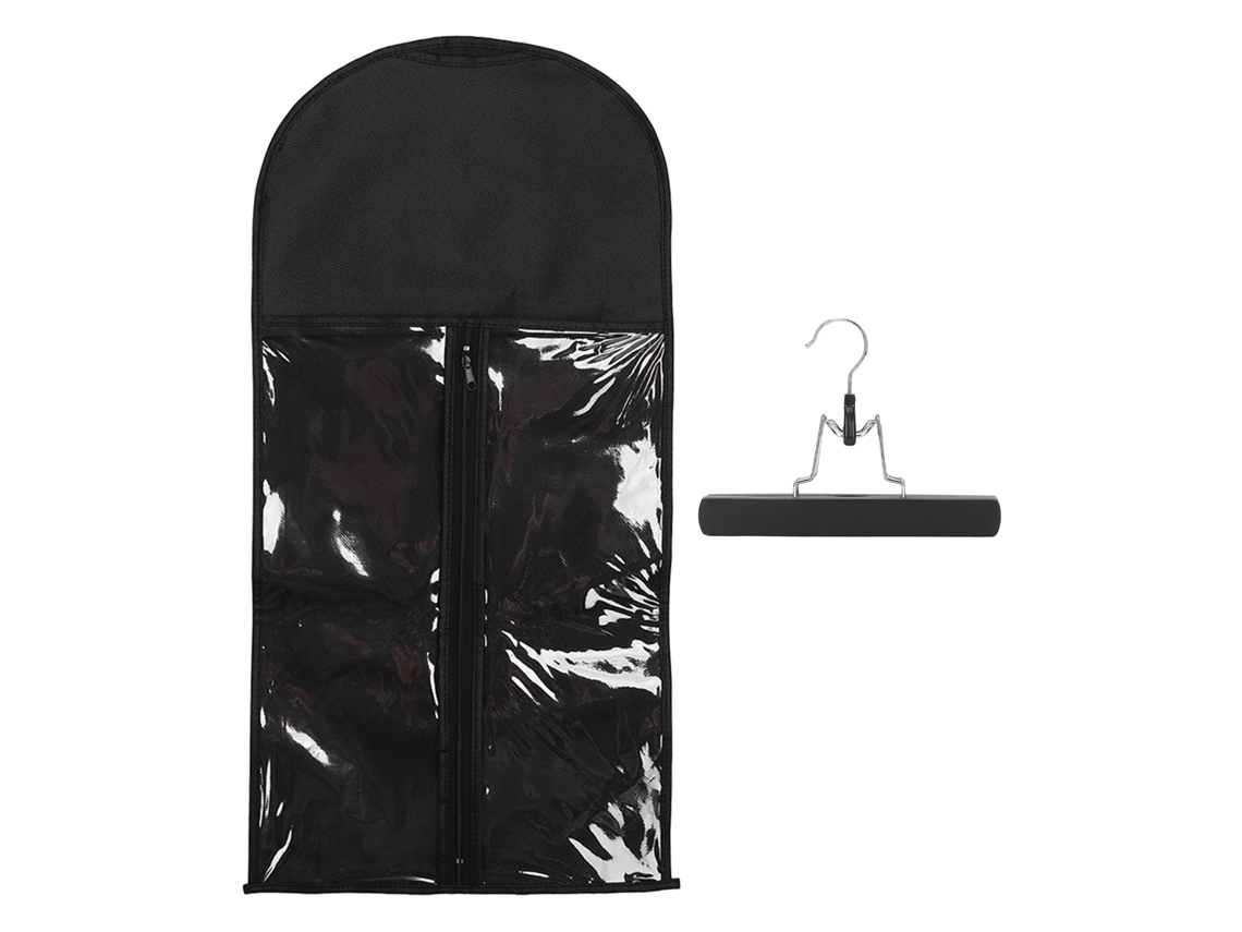 Bolsa De Almacenamiento Para Extensiones De Pelo Portátil Impermeable Con Cremallera Para Viajes Y Uso Diario Negro