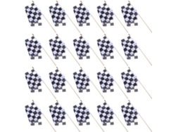 Inoomp Juego De 24 Banderas De Carreras A Cuadros, Fabricadas En Tela Ligera Con Mástil De Madera. Banderas De Carreras