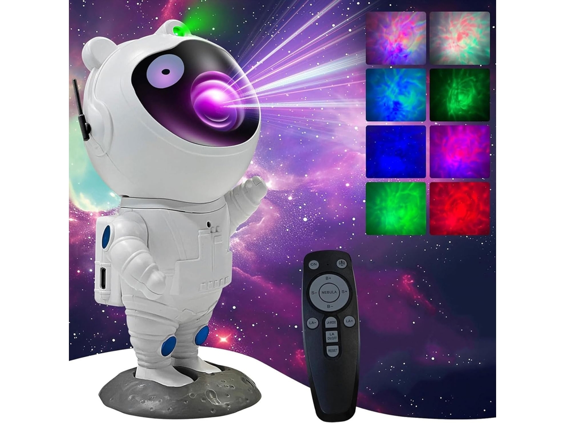 Proyector de galaxia astronauta ajustable de 360, adecuado para decoración de dormitorio, familia, habitación infantil (blanco) CHRONUS