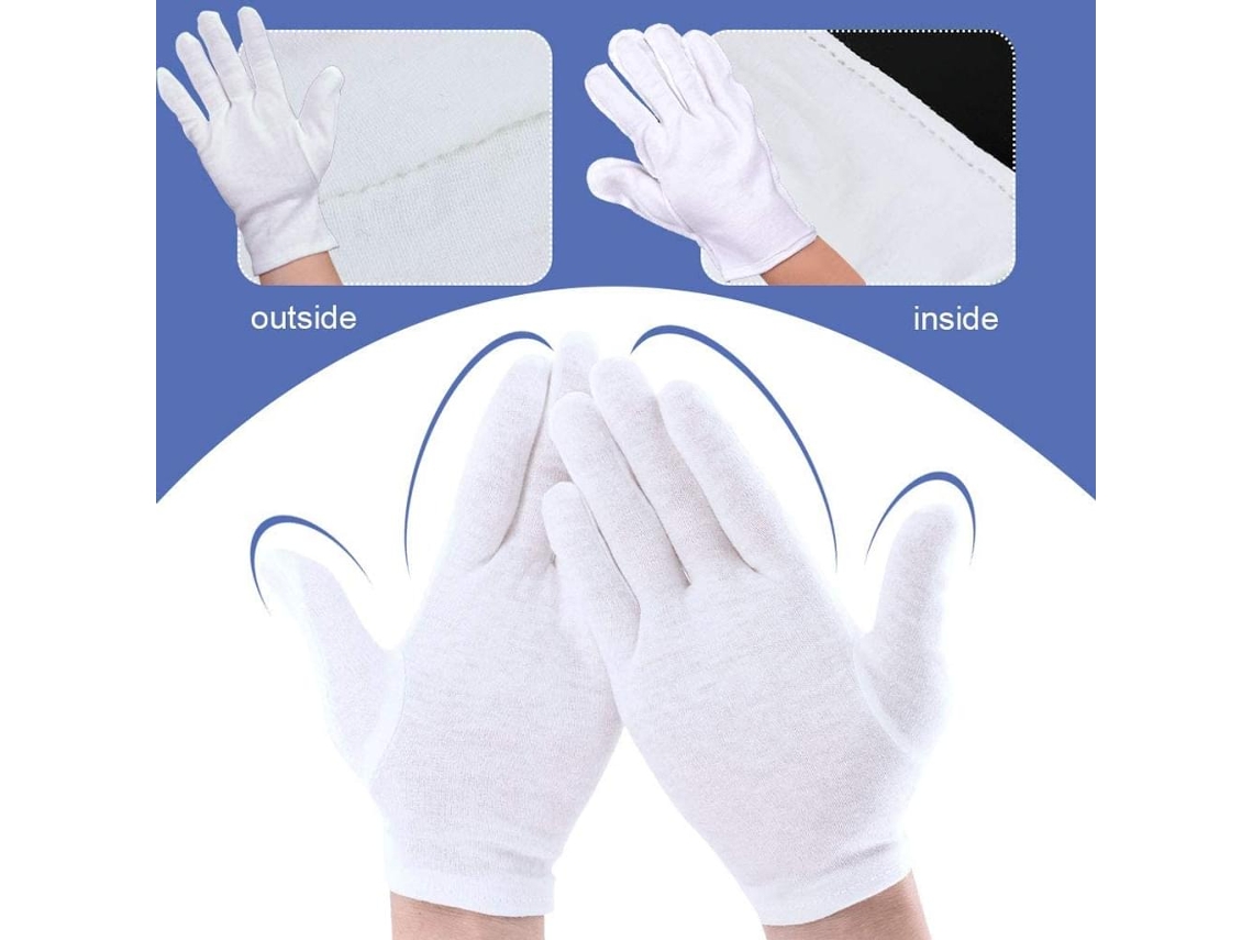 12 pares de guantes blancos de algodón, guantes de algodón suave, guantes  de trabajo transpirables para mujer