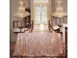 JEIIBRZUI Toalha De Mesa Glamourosa Com Paetês, 127 Cm, Ouro Rosa, Tecido Brilhante Para Decoração De Casamento, Artigos Para Festas, Capa Elegante Com Lan
