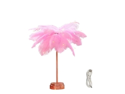 Lámpara De Mesa Led Con Aspa De Pluma Artificial Para Decoración Y Lectura De Estudiantes.