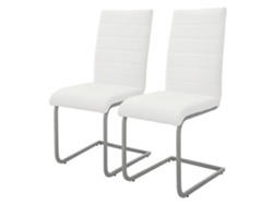 Conjunto de 2 Cadeiras de Jantar ML-DESIGN Cantilever com Encosto em Pele Branca