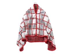 Manta De Franela Portátil, Manta Poncho Suave Y Cálida, Manta Chal Enrejada (rojo-blanco 100x40cm) Cuich
