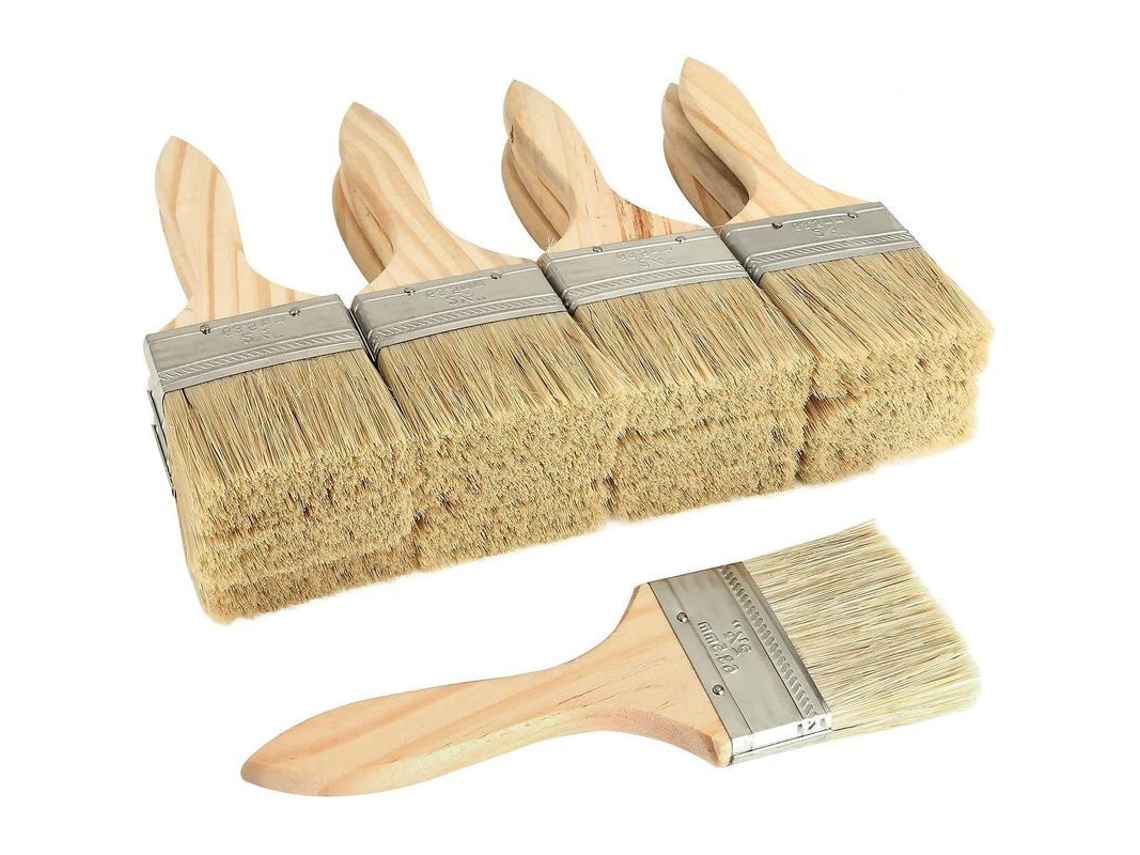 2026-12 Brochas De Pintura Profesionales, Brochas Planas Con Mango De Madera, Ideal Para Pintar Muebles Y Paredes - 63.5mm