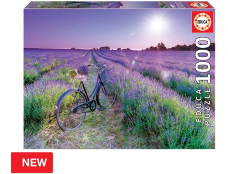 Puzzle EDUCA 1000 Bicicleta en Campo de Lavanda (Edad Mínima: 12 Años - 1000 Piezas)