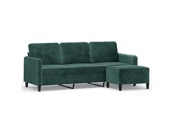 Maison Exclusive - Sofá De 3 Plazas Con Taburete De Terciopelo Verde Oscuro 180 Cm