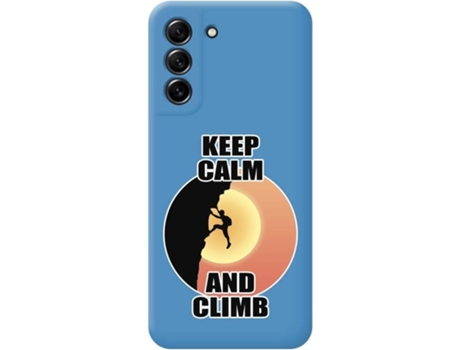 Carcasa Samsung Galaxy S21 FE 5G TUMUNDOSMARTPHONE Silicona Líquida Dibujos Hombre Escalada Azul