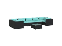 Maison Exclusive - Set De Muebles De Jardín 8 Pzas Y Cojines Ratán Sintético Negro