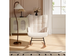 Sillón Mecedor De Felpa Teddy,estructura De Madera Y Metal,asiento Confortable,diseño Moderno Para Salón,dormitorio O Balcón,beige