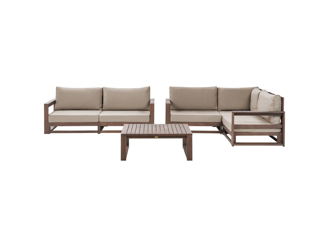 Juego de Jardín 4 Plazas BELIANI Timor II (Marrón - Madera - 167 x 184 x 72 cm)
