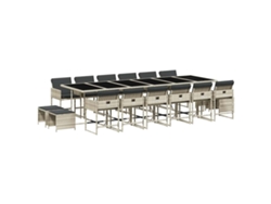 Maison Exclusive - Set Comedor Jardín Y Cojines 17 Pzas Ratán Sintético Gris Claro