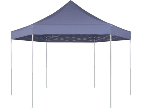 vidaXL Carpa hexagonal desplegable azul oscuro 3,6x3,1 m