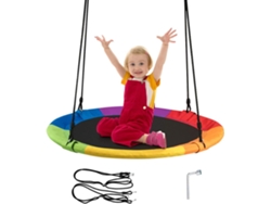 Columpio Nido Niños Columpio Redondo Diámetro 100cm Altura Ajustable Carga hasta 150 kg COSTWAY