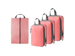 Juego De 4 Piezas, Organizadores De Equipaje De Viaje Expandibles Para Ropa, Ropa Interior Y Zapatos CHRUI Pink