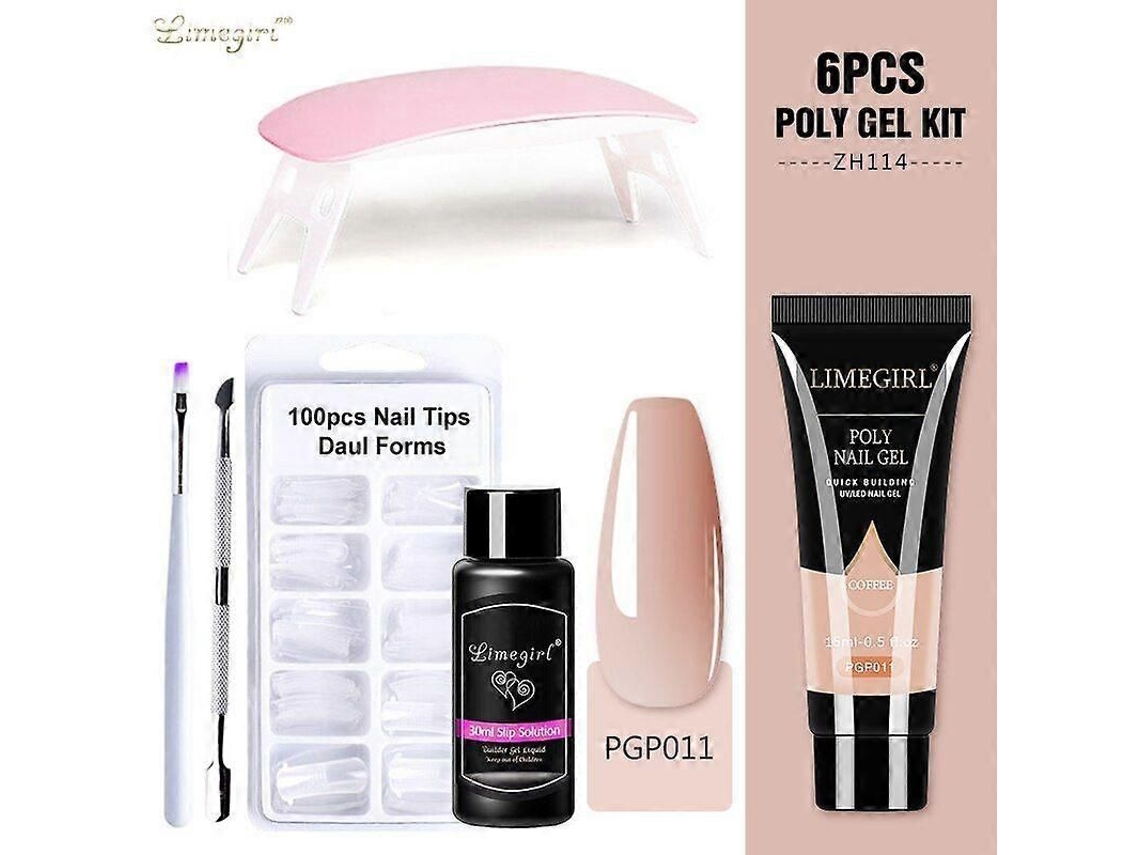 Kit de uñas de gel de poliéster con lámpara UV de 6 W, herramientas de manicura rápida GOKOCO