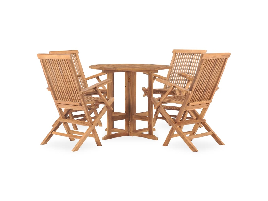 Maison Exclusive - Set De Comedor De Jardín Plegable 5 Pzas Madera Maciza De Teca