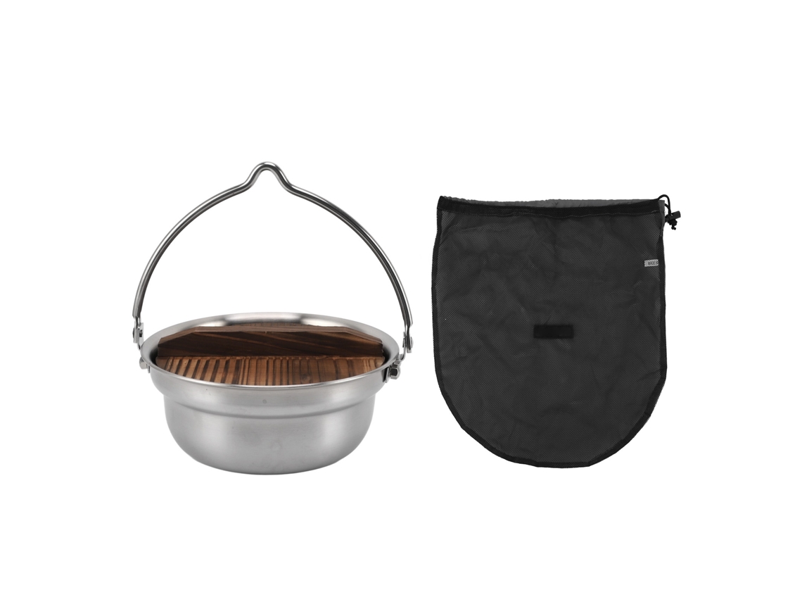 Olla colgante de acero inoxidable 304 para acampar, portátil, para exteriores, senderismo, picnic, 4,5 l
