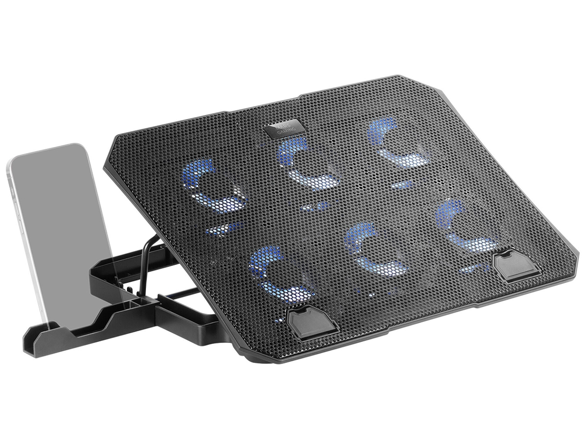 Base Refrigeradora y Stand 16'' LED Mars Gaming MNBC23, 6 Ventiladores, Soporte Smartphone, Negro