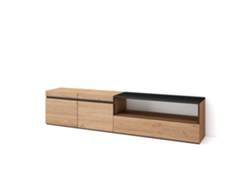 Mueble TV Televisión 200x45x35cm Para TV hasta 80 Con almacenamiento Roble y negro