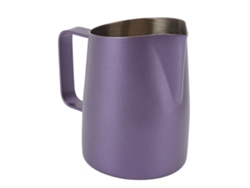 Jarra para espumar leche de acero inoxidable, color morado, 600 ml, ideal para café