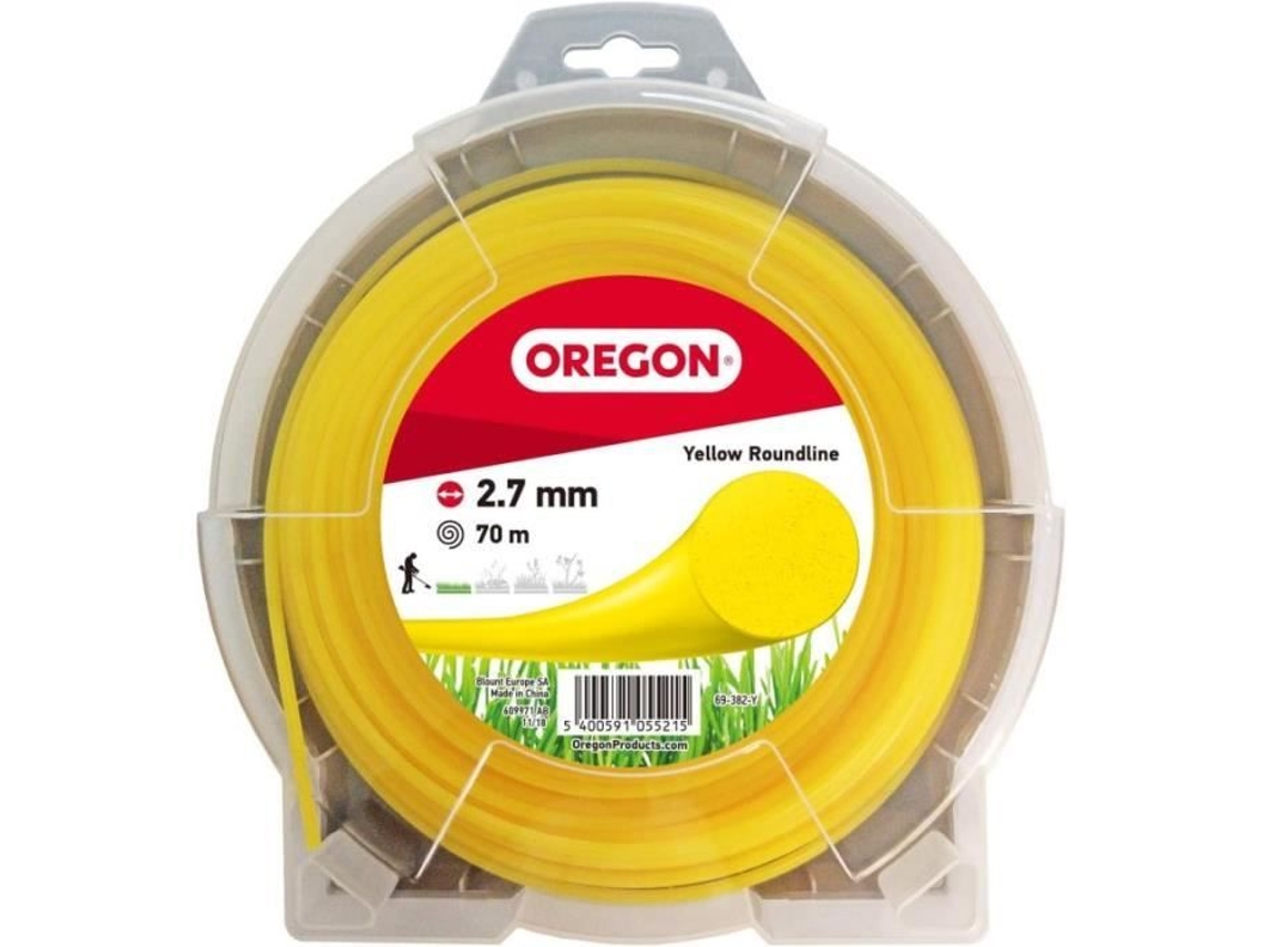 Línea de Desbrozadora Redonda Nylon Amarillo 2,7 mm/70 m OREGON 69-382-Y Línea de Corte Simple y Eficaz