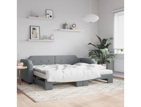 VIDAXL Sofá cama nido con colchón tela gris claro 90x200 cm