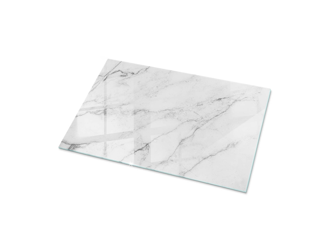 Cristal para espejo de mesa rectangular (100 x 70 cm - Acabado en mármol - Blanco)