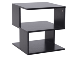 Mesa Auxiliar Cuadrada De 3 Niveles Con 3 Estantes Abiertos Para Sala De Estar O Dormitorio, 40x40x43 Cm, Color Negro.