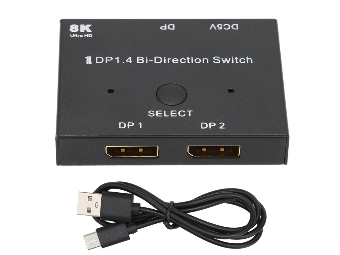 Conmutador Displayport Bidireccional 2x1/1x2 Compatible Con 8k 30hz, 5k 60hz Y 4k 120hz Para Monitor De Portátil.