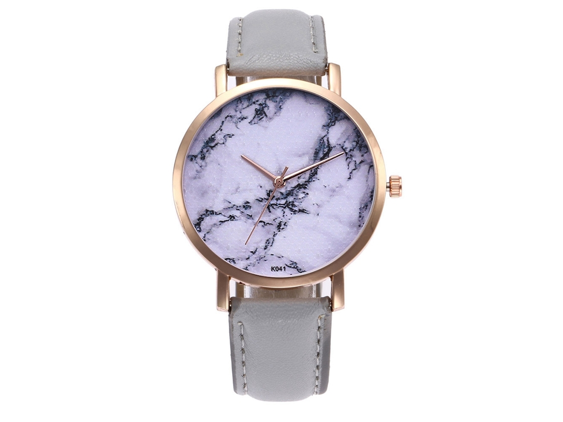 Reloj De Pareja Zhoulianfa Quartz Con Correa De Pu Y Esfera De Mármol Gris.