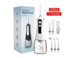Irrigador bucal Yizhood con 5 boquillas, 3 modos, USB, depósito blanco de 300 ml