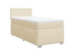 Maison Exclusive - Cama Box Spring Con Colchón Tela Color Crema 90x200 Cm