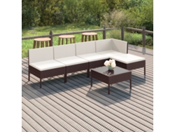 Conjunto de jardín DKD Home Decor de 6 piezas con cojines de mimbre marrón