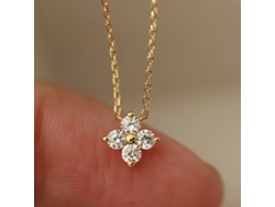 (oro) Collar De Plata De Ley 925 Con Mini Trébol De Cuatro Hojas, De Diseño Ligero, Lujoso Y Sofisticado.