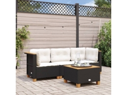 Sofá de jardín de 3 plazas con cojines DKD Home Decor en mimbre negro