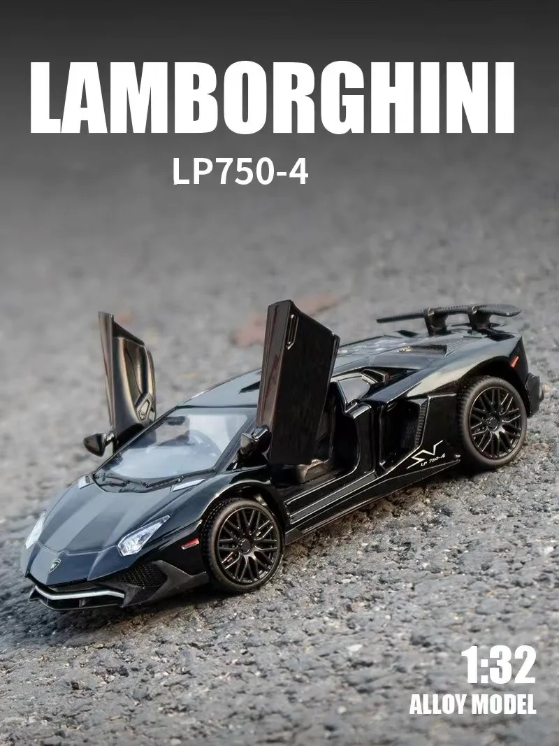 Lamborghini SV LP750 132 Ratio - Coche deportivo de aleación de 4 ruedas, juguete fundido a presión