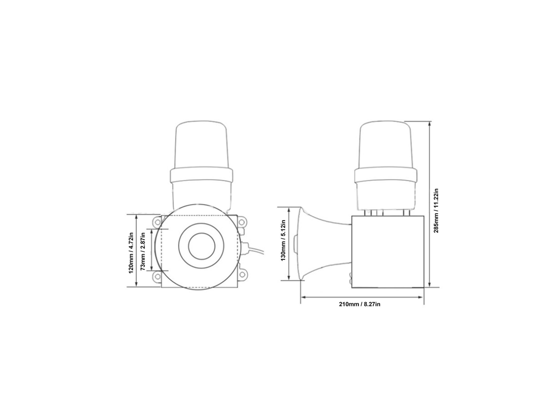 Sistema de alarma industrial de alta potencia de 115 dB con sirena LED y alarma visual audible, enchufe europeo de 220 V, para pared.